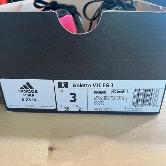 Adidas Goletto VII FG J Youth Soccer Cleats Size 3 – Black & Pink - Picture 7 of 7